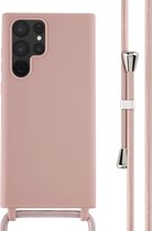 iMoshion Hoesje Geschikt voor Samsung Galaxy S22 Ultra Hoesje Met Koord - iMoshion Siliconen hoesje met koord - roze