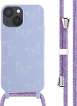 iMoshion Hoesje Met Koord Geschikt voor iPhone 13 Mini - iMoshion Siliconen design hoesje met koord - Meerkleurig / Butterfly