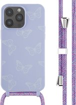 iMoshion Hoesje Met Koord Geschikt voor iPhone 14 Pro Max - iMoshion Siliconen design hoesje met koord - Meerkleurig / Butterfly
