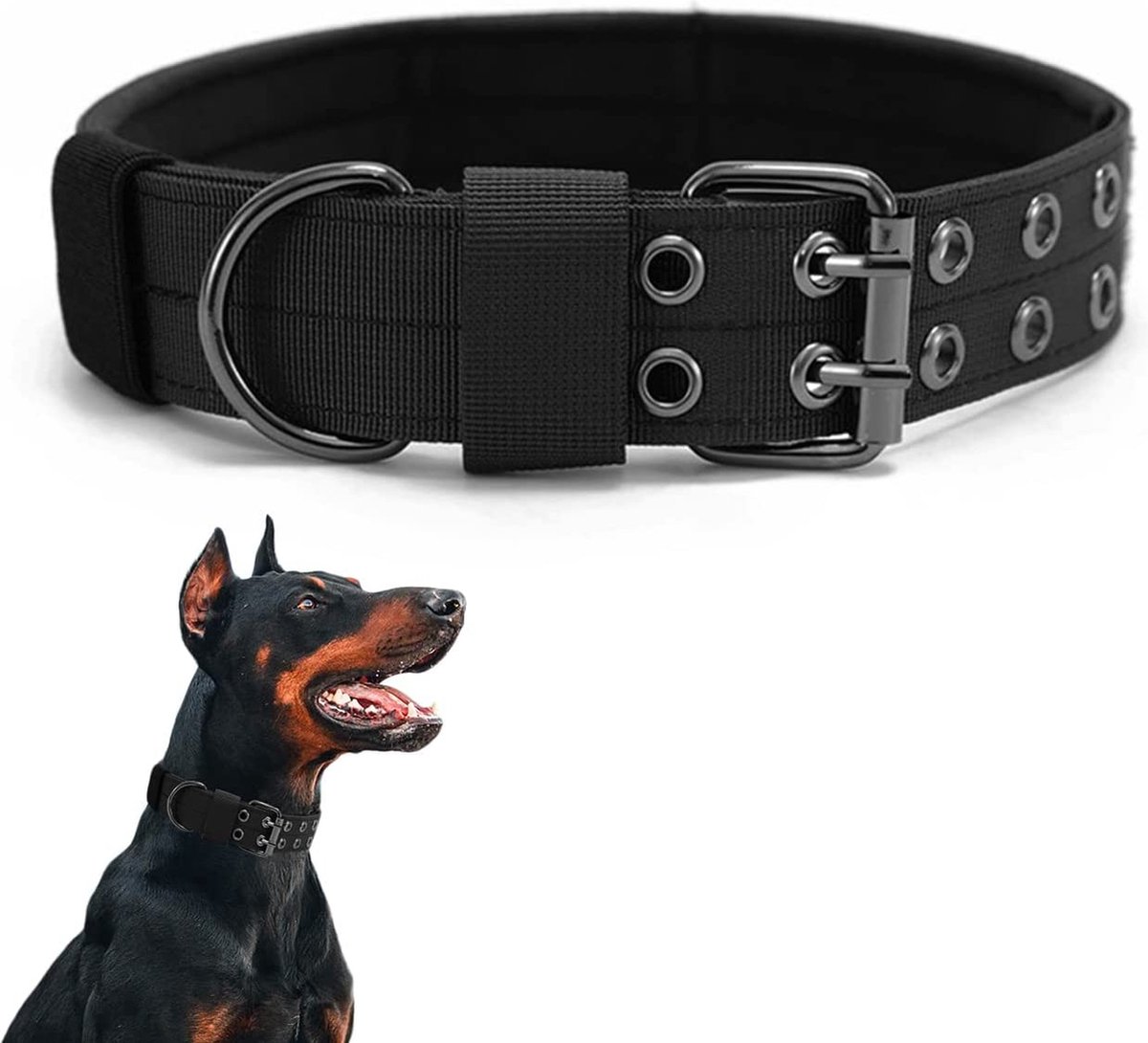 Tactische halsband voor honden (rood, L