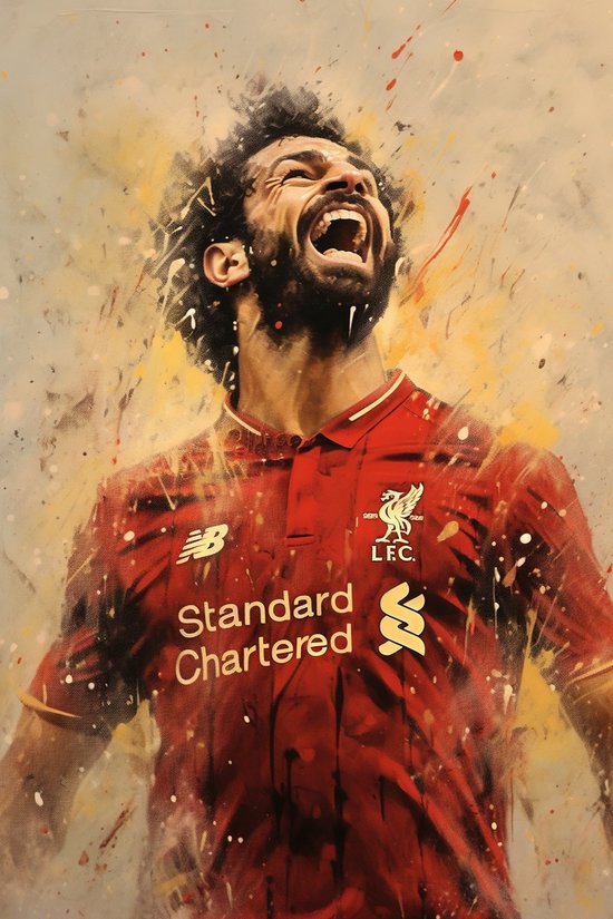 Voetbal Poster - Affiche Salah - Liverpool FC - Portrait Abstrait - Mohamed Salah - Décoration murale - 51x71