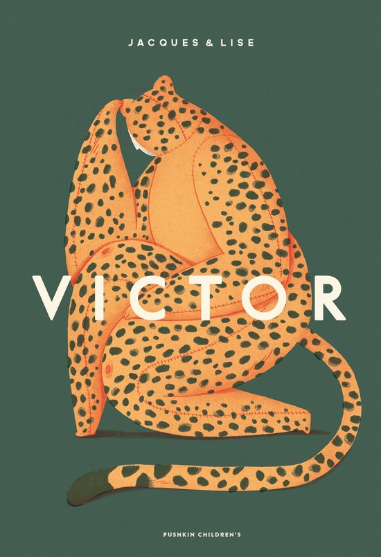 Boek 'Victor' met een illustratie van een oranje luipaard met zwarte vlekken en een groene achtergrond.