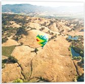 PVC Schuimplaat - Bergen - Luchtballon - Water - Bomen - 50x50 cm Foto op PVC Schuimplaat (Met Ophangsysteem)