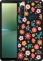 Cazy Hoesje Zwart geschikt voor Sony Xperia 10 V Always have flowers