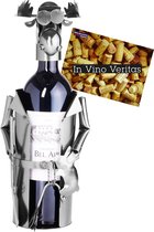 BRUBAKER wijnfleshouder eland als jager flessenrek decoratief object metaal met wenskaart voor wensgeschenk - Wijnrek