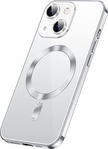 Sulada Coque souple en TPU et antichoc et protecteur d'objectif avec anneau magnétique pour iPhone 14 Plus Argent