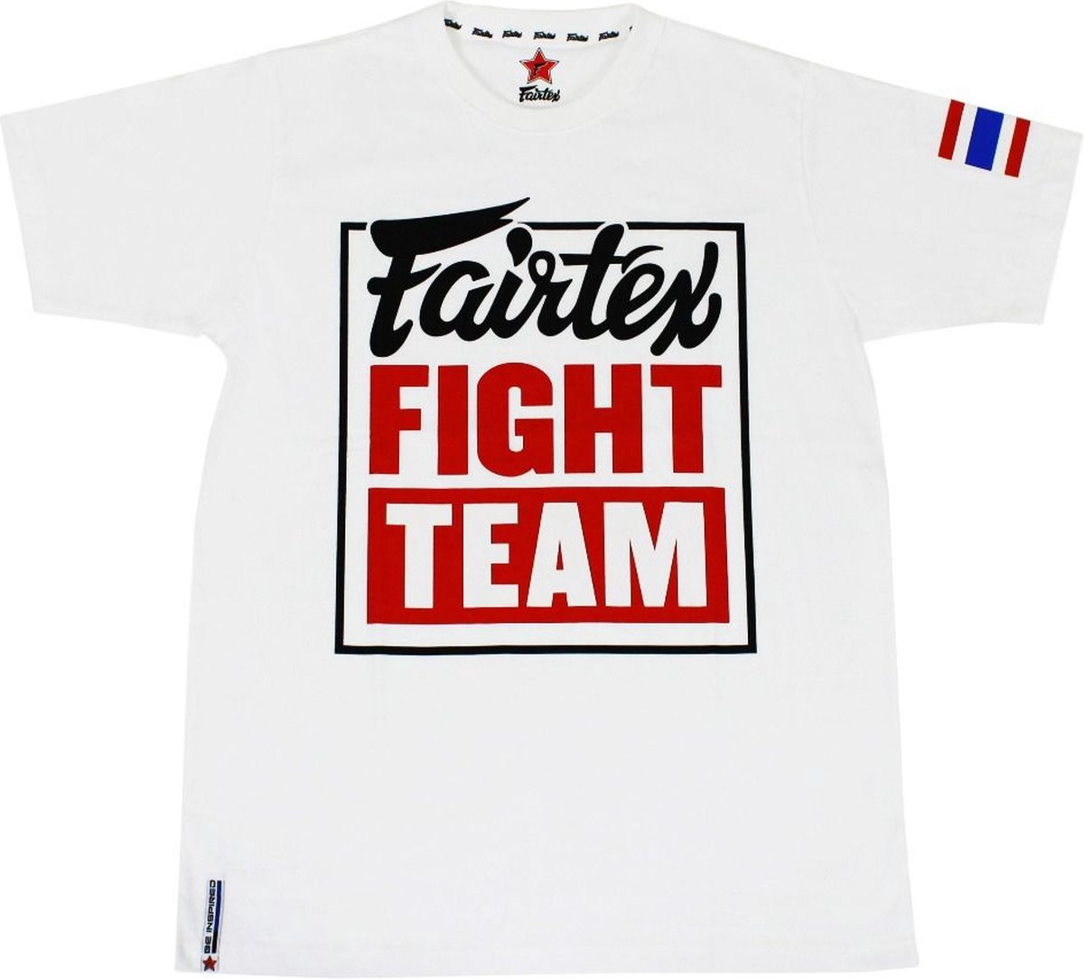 Fairtex Fight Team T-Shirt - Wit - opdruk zwart/rood - maat S