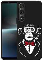 Cazy Hoesje Zwart geschikt voor Sony Xperia 1 V Smoking Chimp