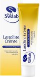 Doos en crème tube 'Dr. E.J. Swaab Lanoline Crème' voor de zeer droge huid, helpt de huid te herstellen, extra vochtinbrengend, trekt snel in.