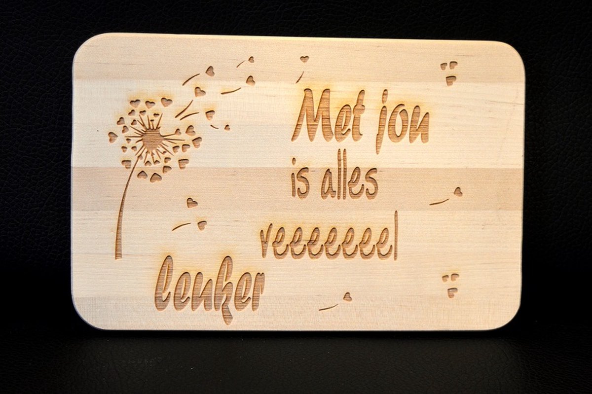 Ontbijtplank - Ontbijtbord - met tekst - met jou - liefde -Beuken - cadeau