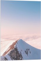 Vlag - Bergen - Sneeuw - Wolken - Bergtop - 50x75 cm Foto op Polyester Vlag