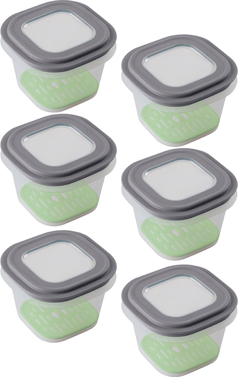 Sunware Sigma home vershoudbakjes 0.8L met tray - 6 stuks - 13x13x9 cm