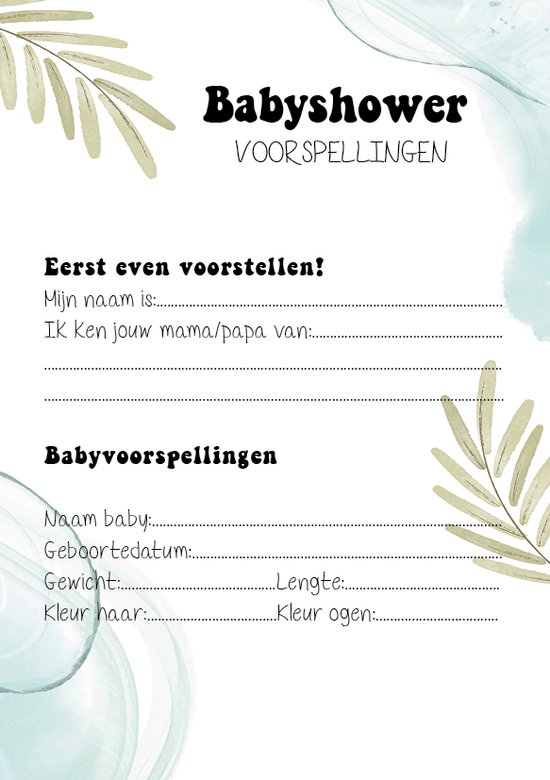 25x leuke babyshower invulkaarten (A5 formaat) - babyshower cadeau ...