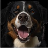 Poster (Mat) - Portretfoto van Berner Sennen Hond met Open Mond - 50x50 cm Foto op Posterpapier met een Matte look