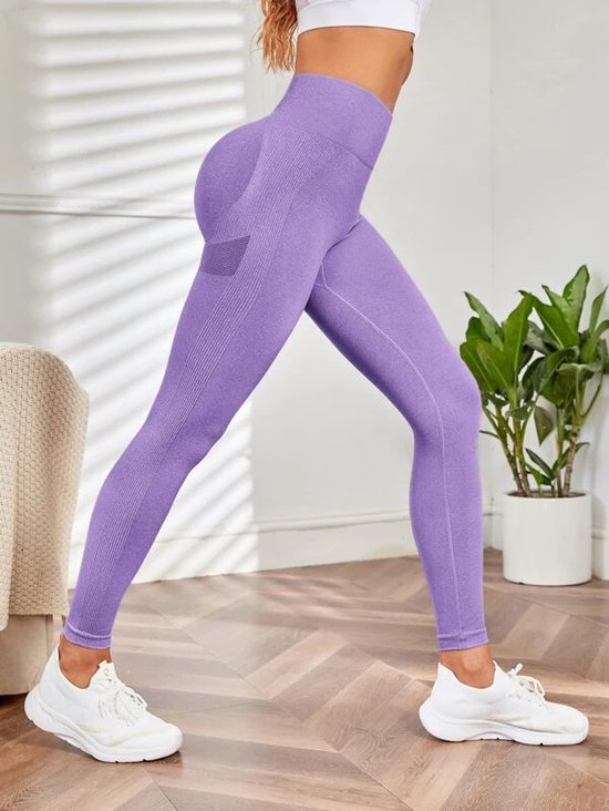 Sportlegging Dames - Zacht Materiaal - Fitness & Yoga Kleding (S-210)  kopen?, Purple-Daisy