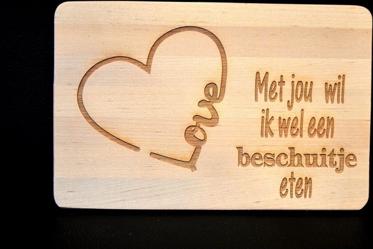 Ontbijtplank - Ontbijtbord - met tekst - beschuitje eten - Liefde - Beuken