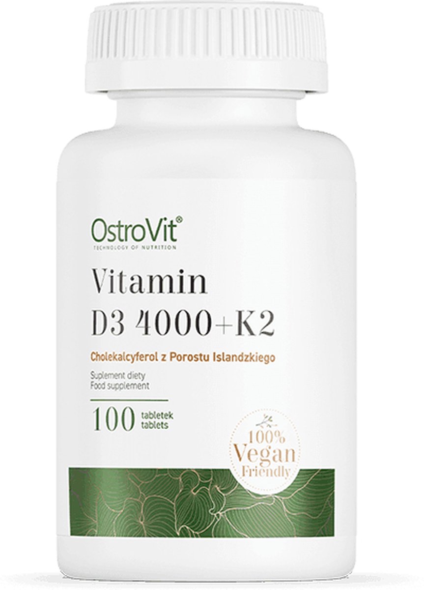 Vitaminen - 12 x OstroVit Vitamine D3 4000 IE + K2 VEGE 100 tabletten