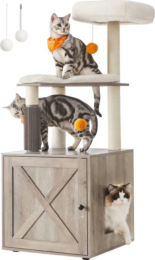 IN.HOMEXL Meuble pour chat tout-en-un Meow - Arbre à chat avec bac à litière  - Chats... | bol.com