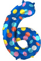 Folat - Folieballon Cijfer 6 Colorful Dots - 86 cm