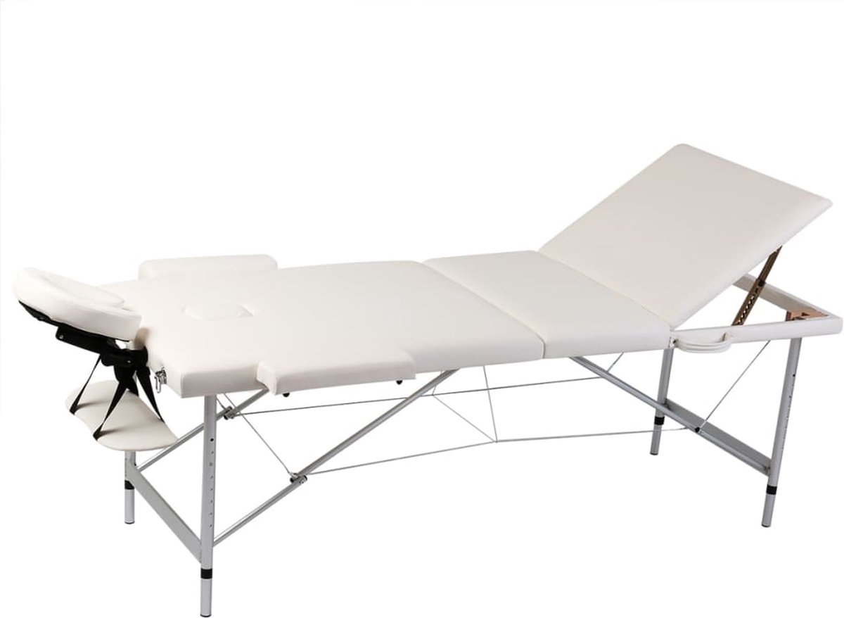Goedkoopste vidaXL - Inklapbare - massagetafel - 3 - zones - met - aluminium - frame - (creme