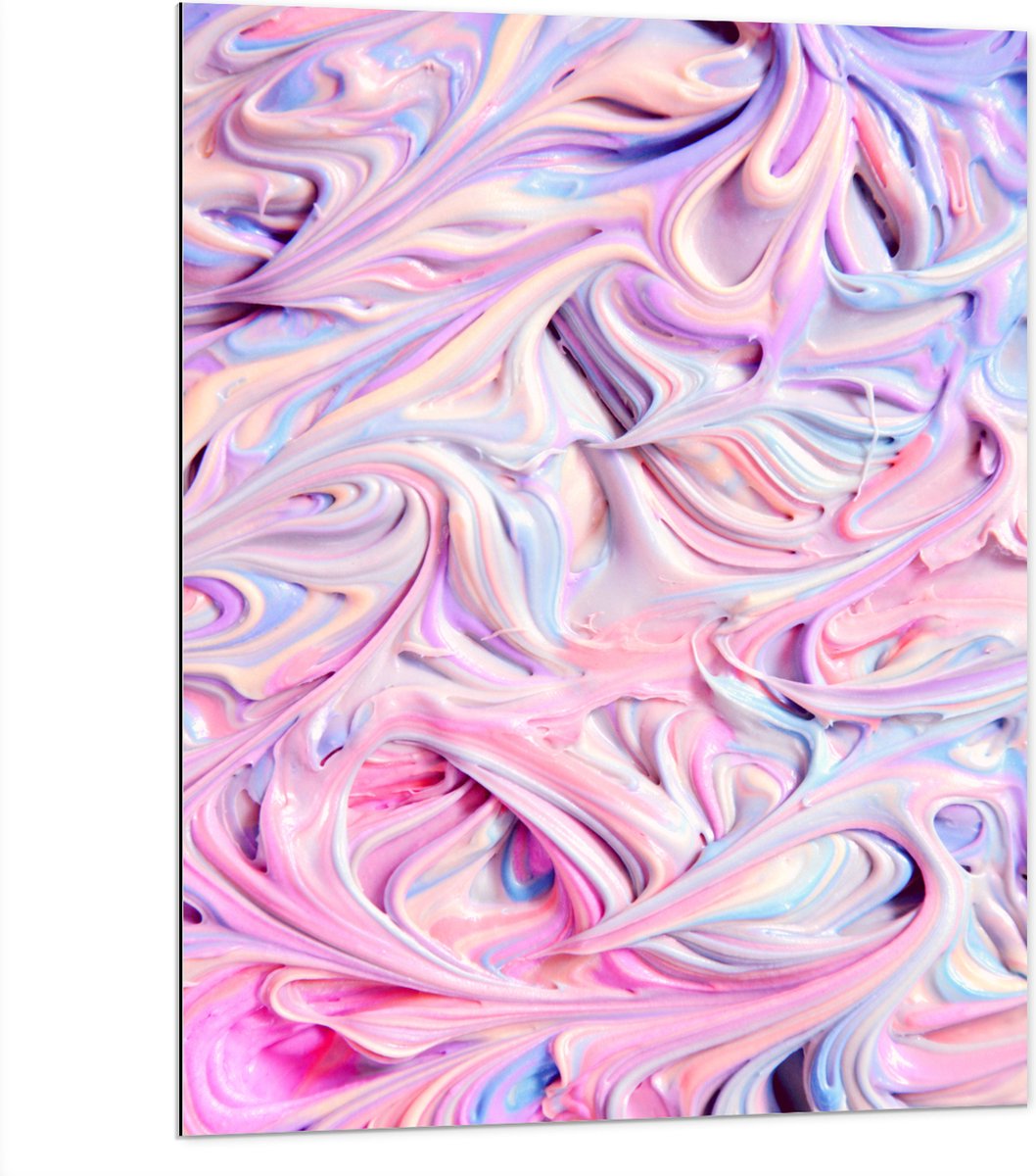 Dibond - Mix van Pastelkleurige Verf - 75x100 cm Foto op Aluminium (Met Ophangsysteem)