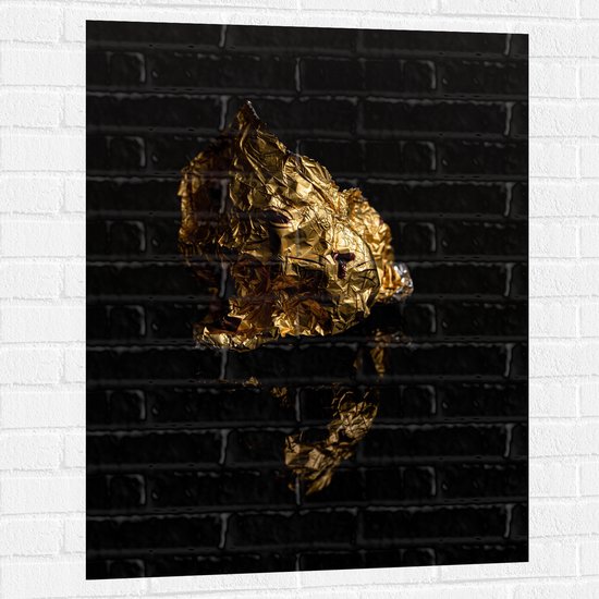 Muursticker - Gouden Vlak op Zwarte Achtergrond - 75x100 cm Foto op Muursticker