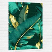 Muursticker - Groene Palmbladeren met Gouden Details - 80x120 cm Foto op Muursticker