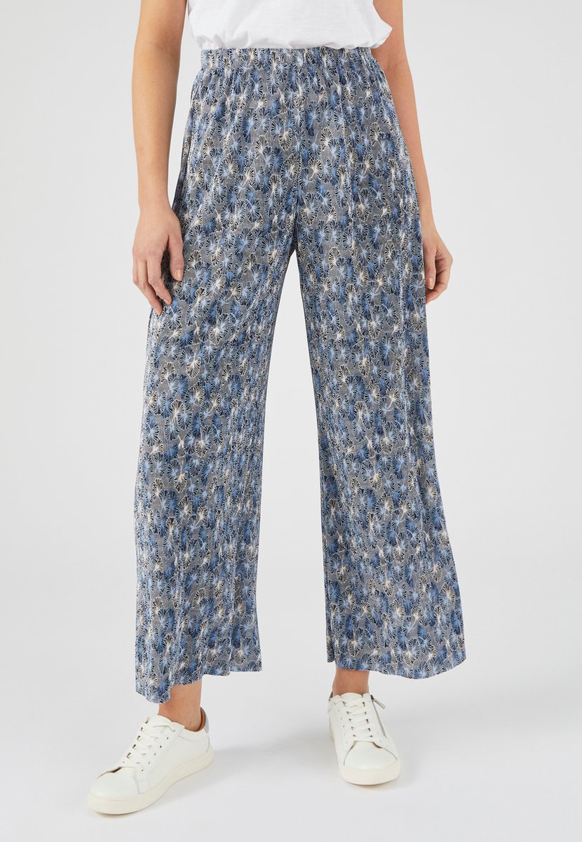 Damart - 7/8-broek in plissé met grafische print, pull-on - Dames - Blauw - 46