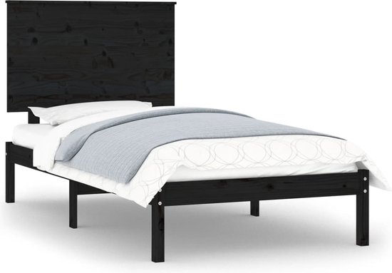 vidaXL - Bedframe - massief - hout - zwart - 90x190 - cm