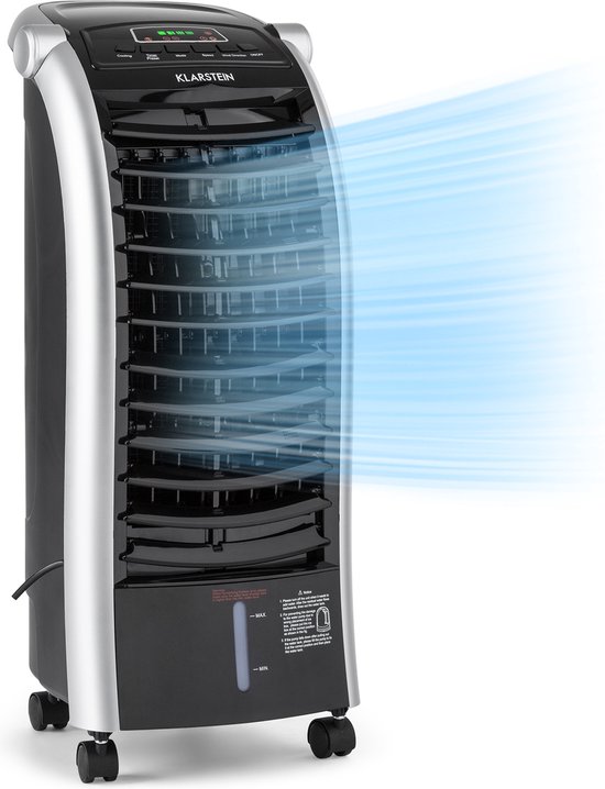 Klarstein draagbare luchtkoeler 6L met ventilator, luchtreiniger, ontvochtiger, timer, afstandsbediening, 51 dB