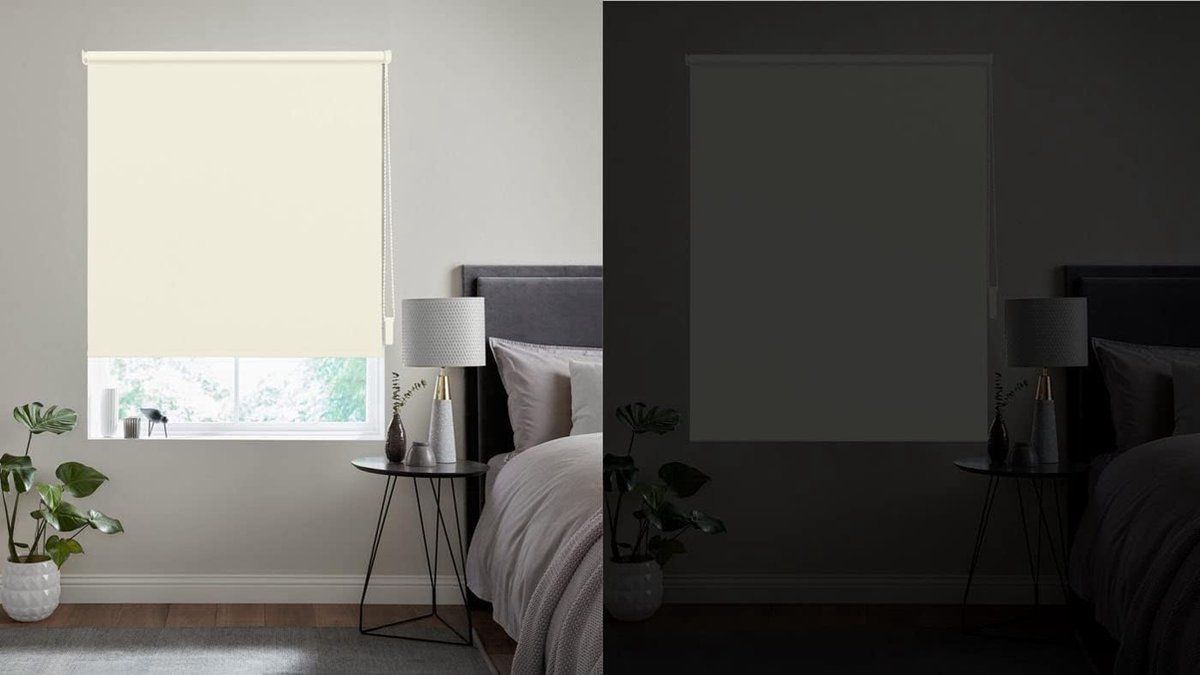 Afstof rolgordijn thermisch rolgordijn 95 x 160 cm crème zonder boren met dezelfde kleur coating Öko-Tex Standard 100, inkijkbescherming, zonwering, Klemmfix voor ramen en deuren
