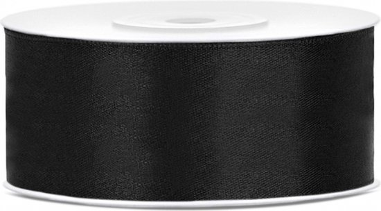 Ruban satin noir 25 mm - Ruban décoration satin