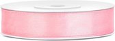 1x Hobby/decoratie lichtroze satijnen sierlint 1,2 cm/12 mm x 25 meter - Cadeaulint satijnlint/ribbon - Lichtroze linten - Hobbymateriaal benodigdheden - Verpakkingsmaterialen