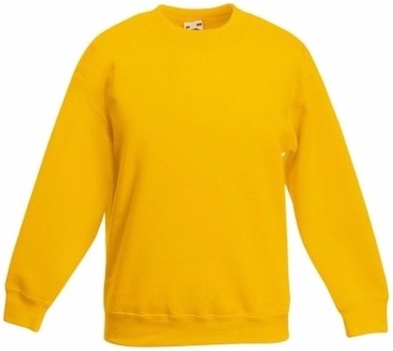 Basic sweater voor kinderen - jongens - geel - katoenmix 134/146