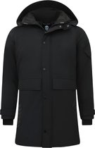 Winterjas Heren- Heren Parka Winterjas - Lange Winterjas Heren - Gewatteerde Jassen - 9803 - Zwarte Jas
