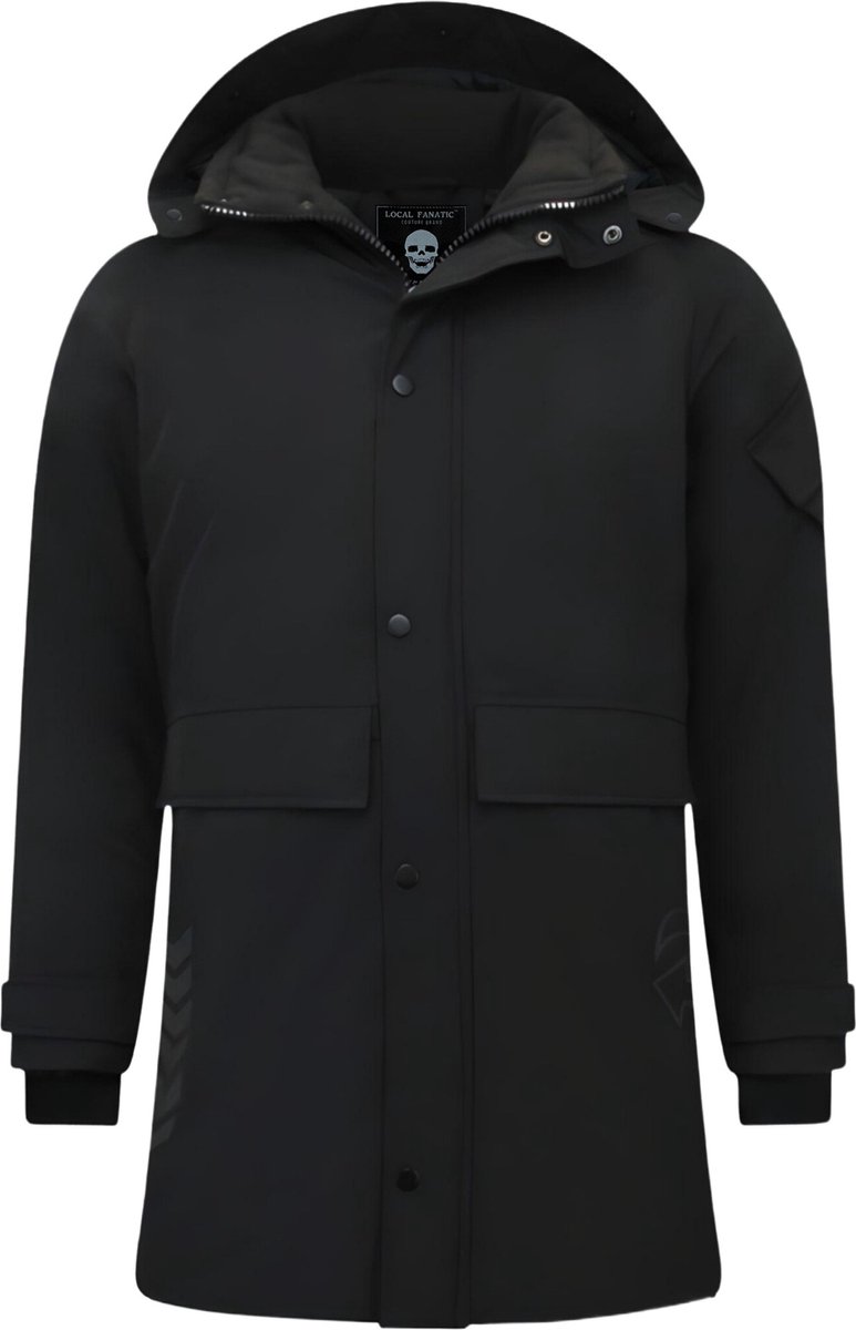 Heren Parka Winterjas - Lange Winterjas Heren - Gewatteerde Jassen - 9803 - Zwarte Jas