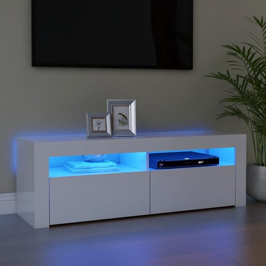 vidaXL Tv-meubel met LED-verlichting hoogglans wit |