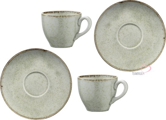 KITCHEN TREND - ESPRESSO KOPJE MET SCHOTEL OCEAN ZEEGROEN - SET VAN 2