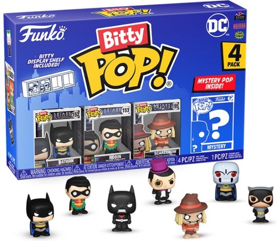 Funko Bitty Pop: DC Comics 4-Pack Serie 1 - Batman 152 - Robin 153 - Scarcrow 195 + Mystery