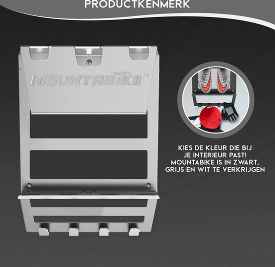 Mountabike WAVE Fiets Ophangsysteem - Extra zwaar - Fiets muurbeugel - Fiets ophangbeugel - Inclusief haken voor fiets accessoires - Antraciet van Mountabike — afbeelding 3