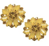 Clip oorbellen- gele bloem -2.5 cm- Goudkleurig- Geen gaatjes- Charme Bijoux