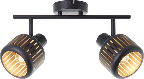 Lampe Brilliant Tyas spot tube 2 lampes noir or aluminium/plastique noir 2x D45, E14, 28 W
