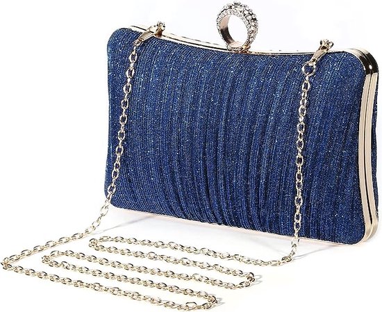 Sac De Soirée Femme à Strass - Design Plissé Et Pailleté - Pour Fête, Mariage, Banquet - Sac à Main Ou Bandoulière