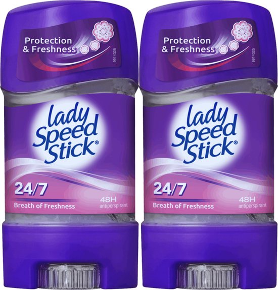 Lady Speed Stick Breath of Freshness Bâton de gel déodorant Femme - Bâton de gel déodorant anti-transpirant avec 48 heures de protection contre la transpiration - Meilleur vendeur d' Amérique - 2 pièces