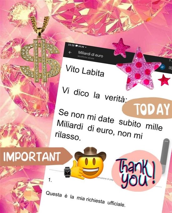 Vi dico la verità: Se non mi date subito mille Miliardi di euro, non mi rilasso