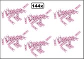 144x Mini houten knijpers baby roze - Geboorte Babyshower kaart knijpers foto knijpers