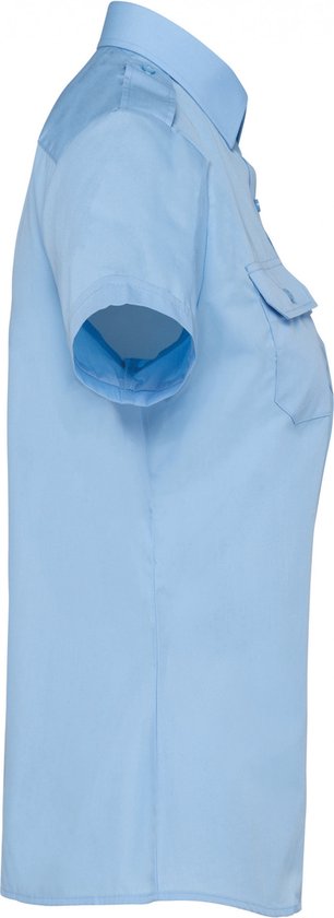 Blouse Dames XXL Kariban Korte mouw Sky Blue 65% Polyester, 35% Katoen