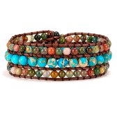 Bracelet Sorprese - Terre - bracelet femme - bracelet wrap - turquoise - cuir - cadeau - Modèle H