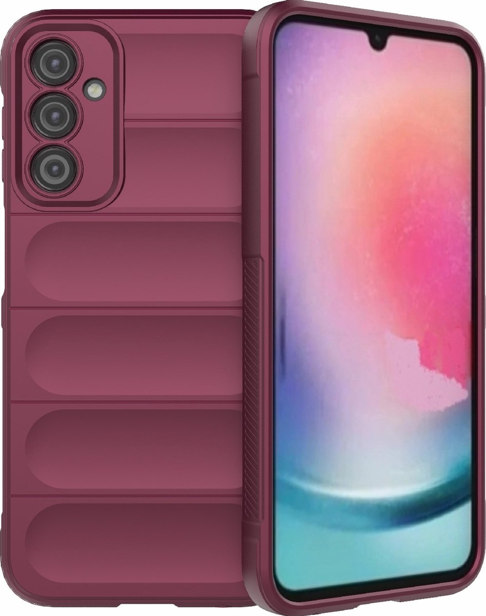 Mobigear Hoesje geschikt voor Samsung Galaxy A24 Telefoonhoesje Flexibel TPU | Mobigear Bumpy Backcover | Galaxy A24 Case | Back Cover - Bordeaux Rood