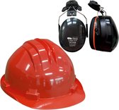 Casque de chantier RS5 avec Oreillettes - Rouge - Casque de sécurité pour adultes - Casque Oreillettes - Protection auditive